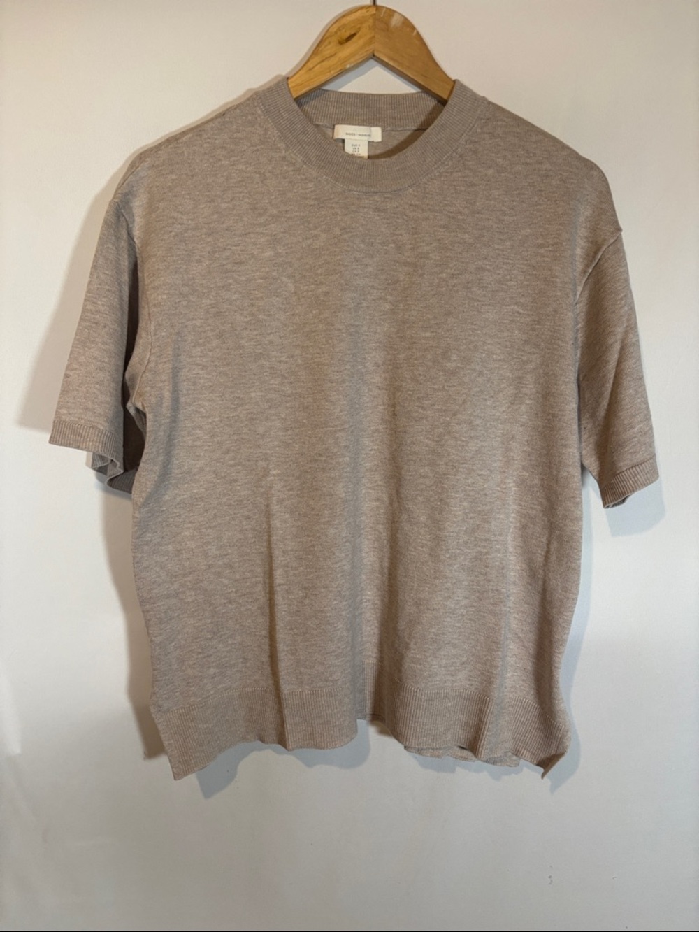 Zara Short Sleeve oversize knit Crewneck Top - Taupe